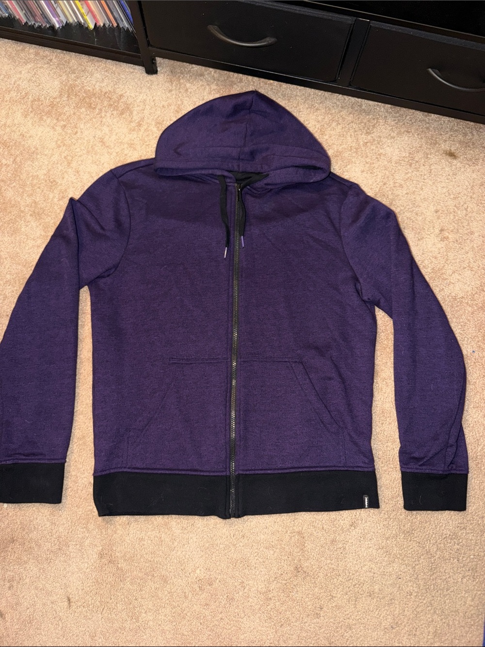 Tony Hawk Men's Purple Full-Zip Hooded Sweater with Black Trim
